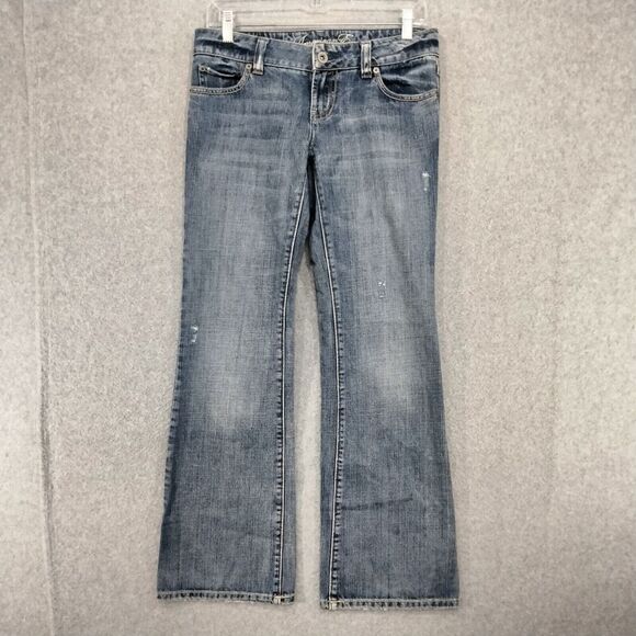 American Eagle Bootcut Jeans  2 x 29 Short Denim Cotton Blue Faded Light Wash - Picture 1 of 10